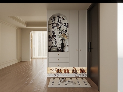 奶油风玄关 鞋柜