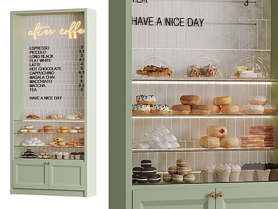 奶油风咖啡厅 现代咖啡厅 甜品店摆件 甜品 甜品店