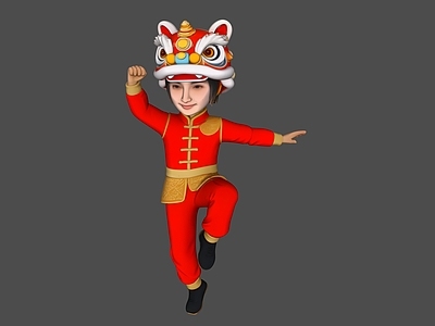 新中式虚拟人物 狮头帽子人物