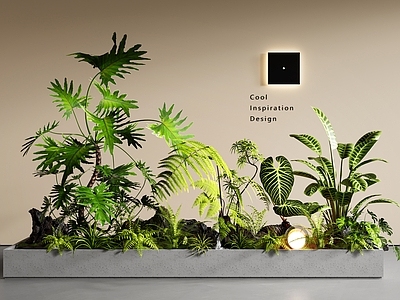 现代简约室内景观 景观造景 花箱 庭院景观 盆栽 植物堆