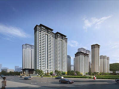 新中式小高层住宅楼 新古典住宅 现代住宅