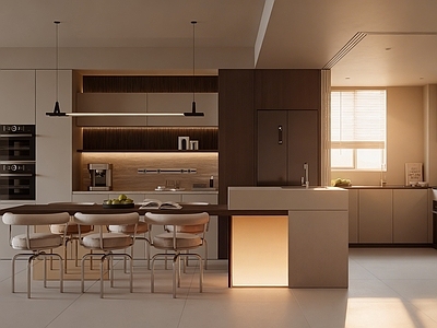 现代简约开放式厨房 开放式餐厅  开放式厨房 餐边柜