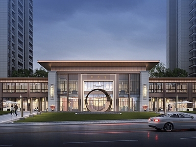 新中式售楼处外观 新古典售楼部