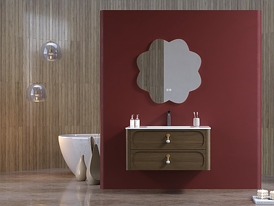 现代复古风卫生间 浴室柜