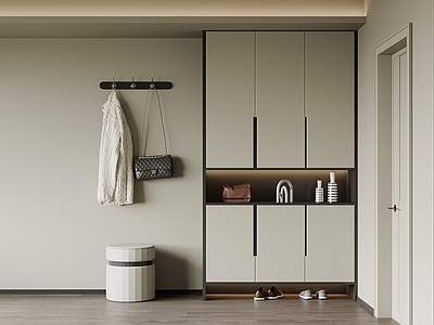 极简玄关 鞋柜 玄关柜 挂钩