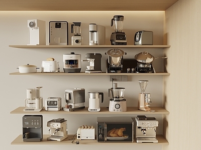 原木奶油风厨房用品 厨房电器 咖啡机 破壁机 电饭锅 烧水壶