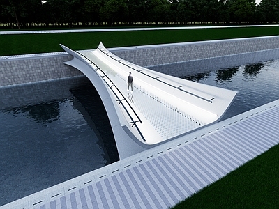 极简主义天桥 现代景观桥 城市公园桥 拱桥 网红桥 极简景观桥