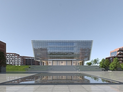 现代主义图书馆外观