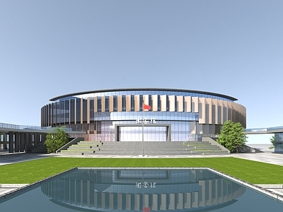 现代主义图书馆外观