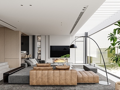 现代简约别墅客餐厅