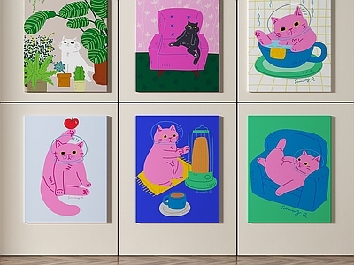 孟菲斯风格组合画 简约抽象组合画