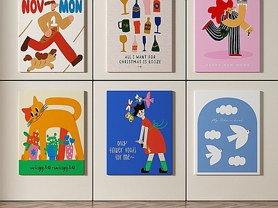 孟菲斯风格组合画 简约抽象组合画