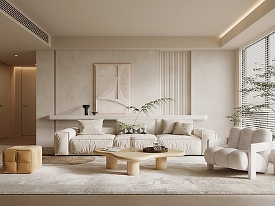 奶油风横厅 客厅