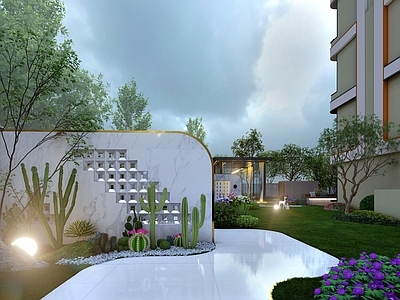 现代轻奢别墅庭院