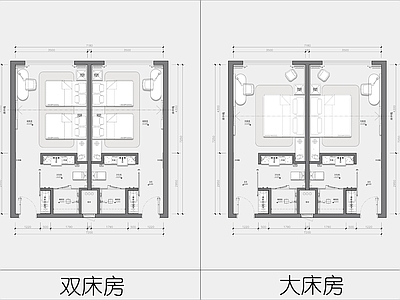 酒店客房 酒店客房平面图 大床房平面图 双床房 经济型酒店客房 连锁酒店客房 施工图
