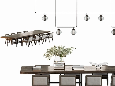 现代简约餐桌椅 大板茶桌台椅组合