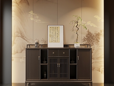 新中式玄关 玄关柜 边柜