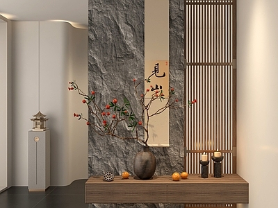 新中式玄关 侘寂中古屏风隔断