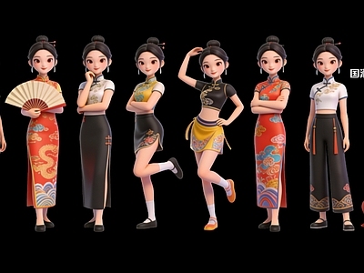 新中式虚拟人物 国潮服装2D人物