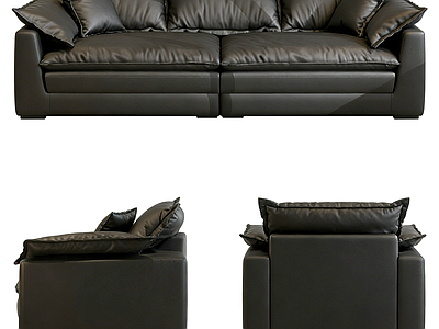 意式极简三人沙发