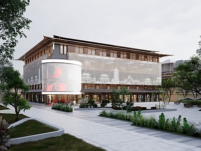 新中式商业综合体 城市更新 仿古建筑 简约新中式 商业建筑 建筑改造