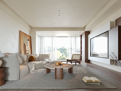 现代简约家居客厅 中古风客厅 茶几组合 沙发组合