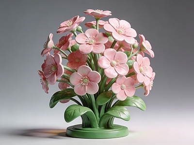 卡通风格花艺 卡通 花朵 雕塑 美陈 AI渲染