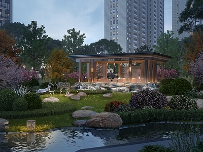 新中式景观住宅景观 新中式景观内廷