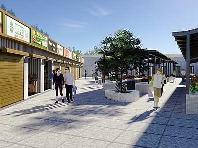 现代简约农贸市场 农贸市场 露天