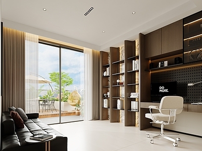 现代简约开放式书房