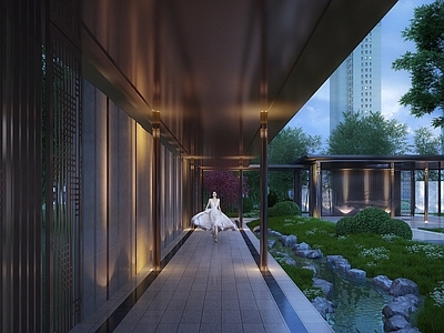 新中式景观廊道 新中式景观廊道