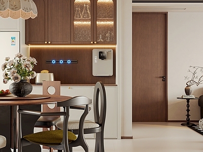 中古风大平层客餐厅 中古风客厅 法式中古客餐厅 法式中古石膏线 中古风石膏线 中古风酒柜餐桌