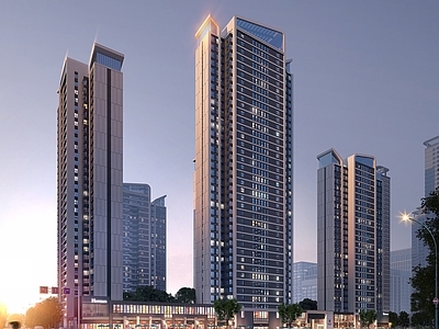 现代主义小高层住宅楼 现代超高层住宅