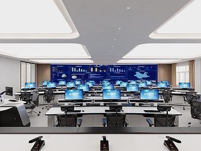 现代简约指挥中心 指挥中心 指挥室 科技办公室 科技指挥中心