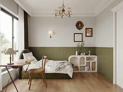 中古风通用儿童房 美式次卧 复古卧室 儿童房 奶油简约 主卧