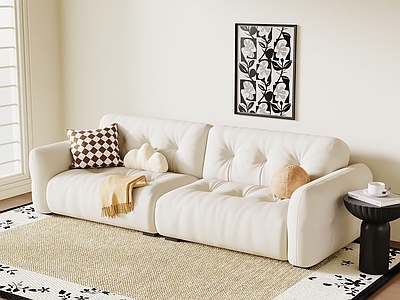 奶油风双人沙发