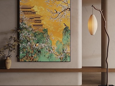 新中式宋式挂画 宋式 新中式 落地灯 装饰画 宋式玄关