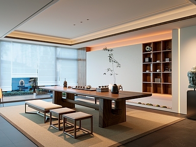 新中式茶室 新中式茶室 茶桌组合 茶室背景