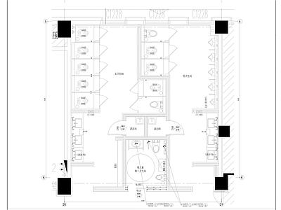 现代公共卫生间 公共卫生间平面图 施工图