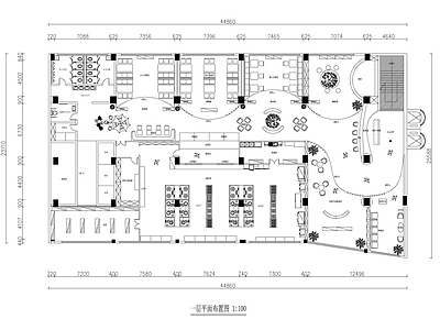 现代其他餐饮空间 两层餐饮空间平面 图 文化餐厅主题餐厅 施工图