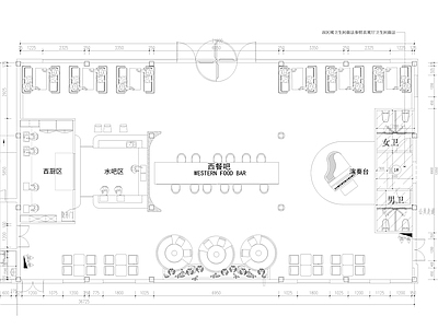 现代西餐厅 西餐厅平面图 施工图