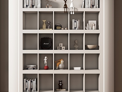 奶油风置物架 现代置物架  书架  书籍  摆件组合