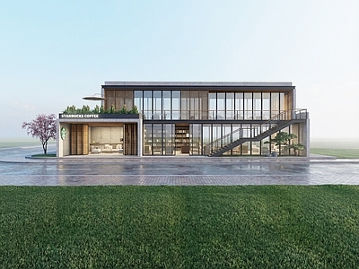 新中式餐饮建筑 500平方米 转角地块 新建 灰空间 室外平台