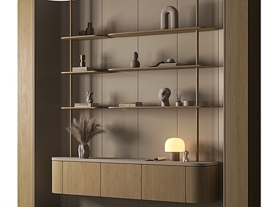 原木奶油风博古架 柜子