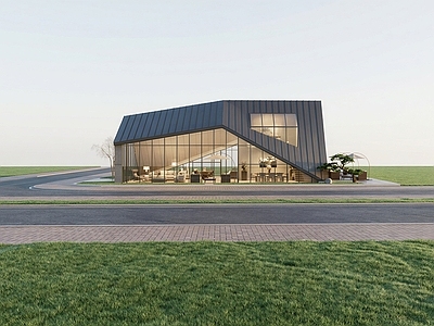 现代其他商业建筑 驿站 180平方 转角地块 异形屋面 夸张造型