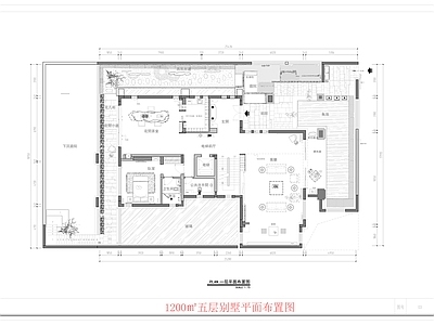 现代中式别墅建筑 1200㎡别墅 五层别墅平面图 独栋别墅 自建房 合院别墅 施工图