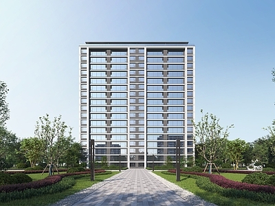 现代简约小区建筑 现代中式 绿城风 简洁大气 小高层