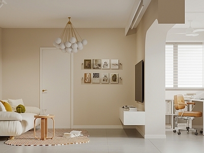 奶油风客餐厅 现代简约 北欧原木 原木奶油 沙发 餐桌椅