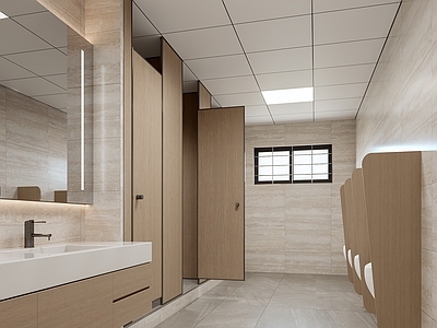 现代简约公共卫生间 现代公共卫生间 男厕 学校卫生间