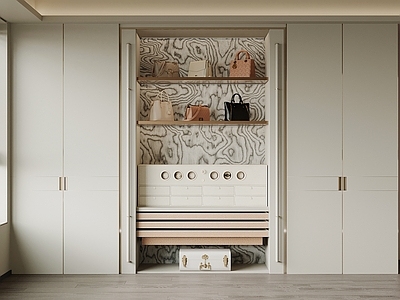 奶油风衣帽间 衣柜